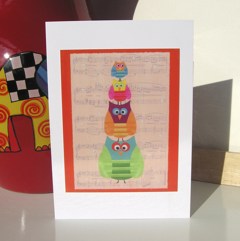 Greeting Card - Owl Musical Statues
