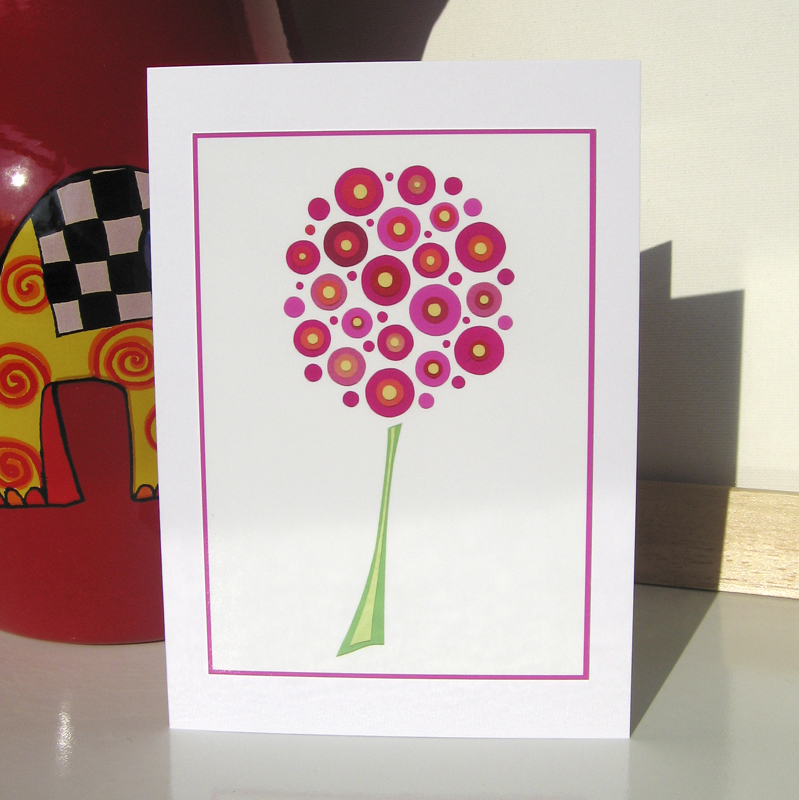 Greeting Card - Pink Pom-pom Flower