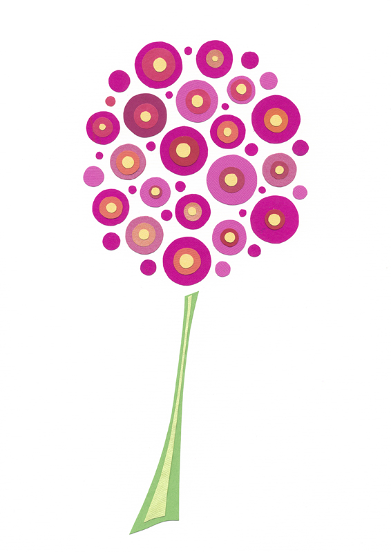 Pink Pom-pom Flower - Art Print - A4 (8.3" X 11.7")