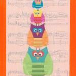 Owl Musical Statues - Art Print - 10 X 8