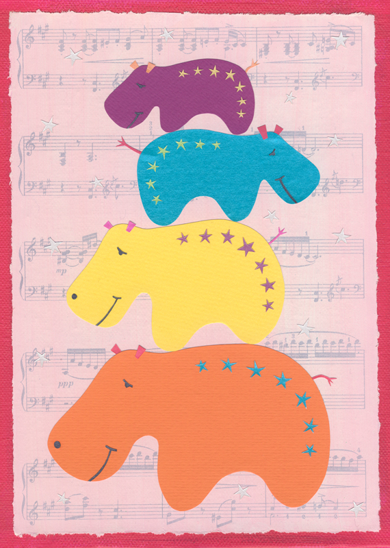 Hippo Musical Statues Art Print 5 X 7 on Luulla